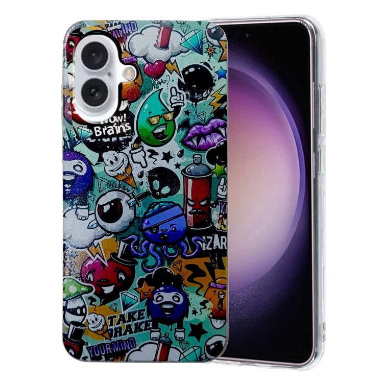 Colored Drawing Pattern TPU Phone Case, For iPhone 16 Pro Max, For iPhone 16 Pro, For iPhone 16 Plus, For iPhone 16
