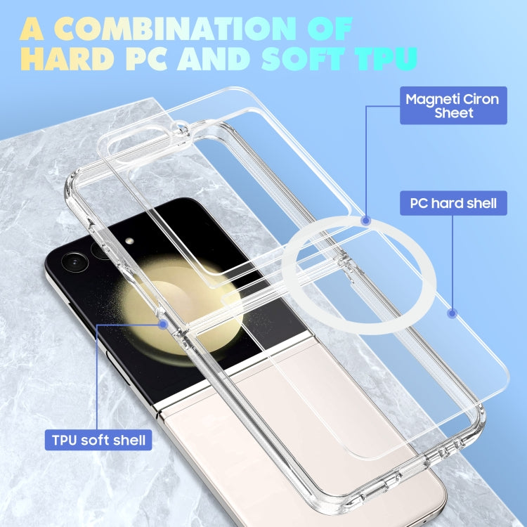 MagSafe Transparent Shockproof PC Folding Phone Case, For Samsung Galaxy Z Flip6 / Flip7 FE, For Samsung Galaxy Z Flip5 5G, For Samsung Galaxy Z Flip4 5G, For Samsung Galaxy Z Flip3 5G