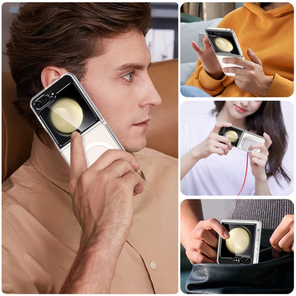 MagSafe Transparent Shockproof PC Folding Phone Case, For Samsung Galaxy Z Flip6 / Flip7 FE, For Samsung Galaxy Z Flip5 5G, For Samsung Galaxy Z Flip4 5G, For Samsung Galaxy Z Flip3 5G