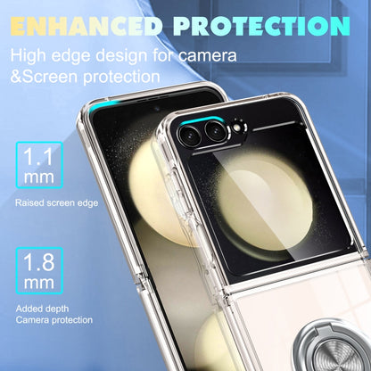 MagSafe Transparent PC Folding Phone Case with Ring Holder, For Samsung Galaxy Z Flip6 / Flip7 FE, For Samsung Galaxy Z Flip5 5G, For Samsung Galaxy Z Flip4 5G, For Samsung Galaxy Z Flip3 5G