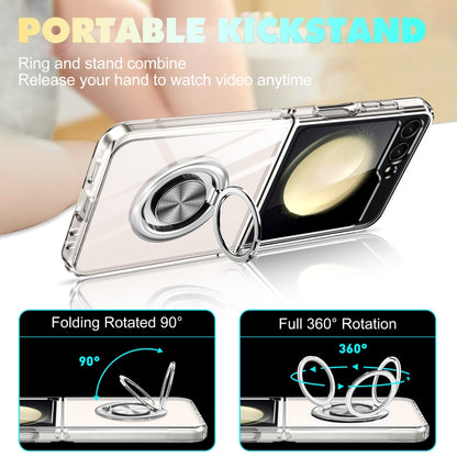 MagSafe Transparent PC Folding Phone Case with Ring Holder, For Samsung Galaxy Z Flip6 / Flip7 FE, For Samsung Galaxy Z Flip5 5G, For Samsung Galaxy Z Flip4 5G, For Samsung Galaxy Z Flip3 5G
