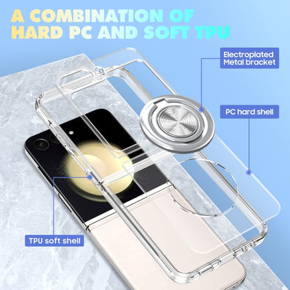 MagSafe Transparent PC Folding Phone Case with Ring Holder, For Samsung Galaxy Z Flip6 / Flip7 FE, For Samsung Galaxy Z Flip5 5G, For Samsung Galaxy Z Flip4 5G, For Samsung Galaxy Z Flip3 5G