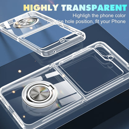 MagSafe Transparent PC Folding Phone Case with Ring Holder, For Samsung Galaxy Z Flip6 / Flip7 FE, For Samsung Galaxy Z Flip5 5G, For Samsung Galaxy Z Flip4 5G, For Samsung Galaxy Z Flip3 5G