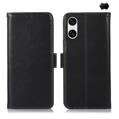 Magnetic Crazy Horse Texture Genuine Leather RFID Phone Case