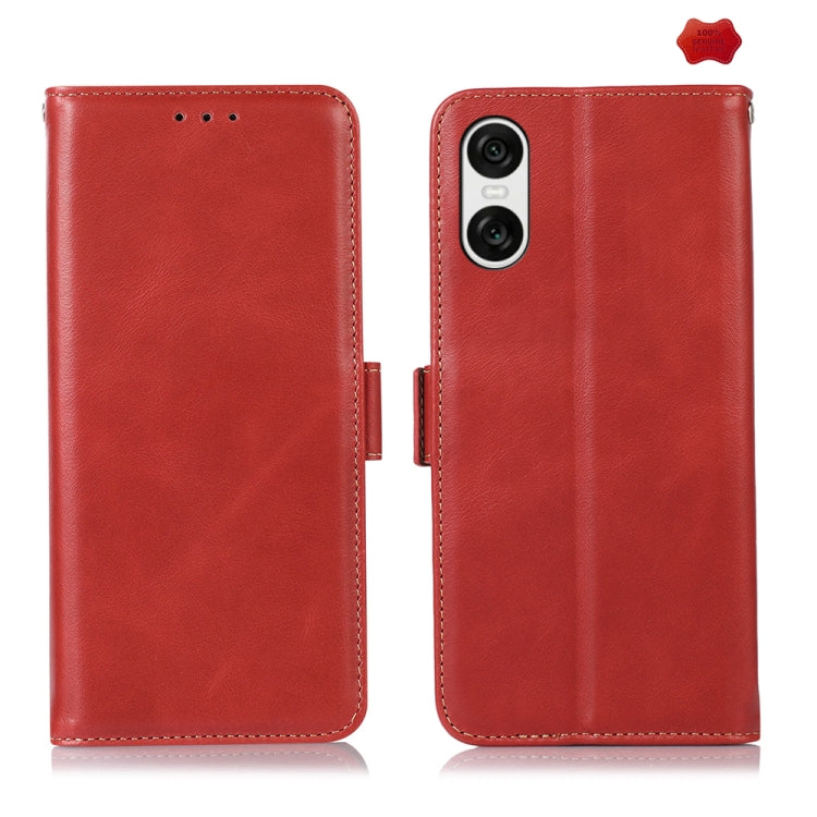 Magnetic Crazy Horse Texture Genuine Leather RFID Phone Case