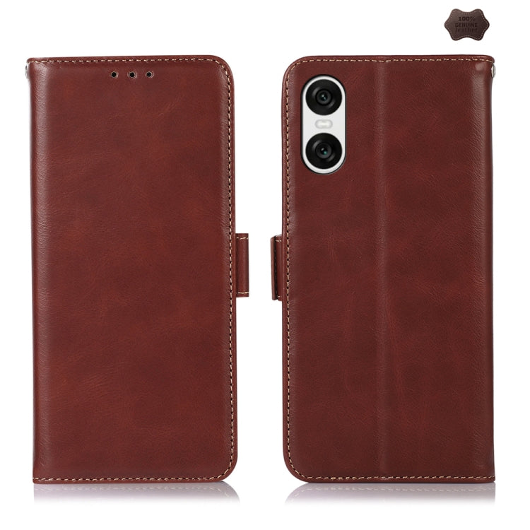 Magnetic Crazy Horse Texture Genuine Leather RFID Phone Case