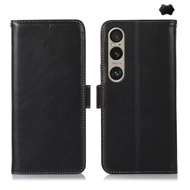 Magnetic Crazy Horse Texture Genuine Leather RFID Phone Case