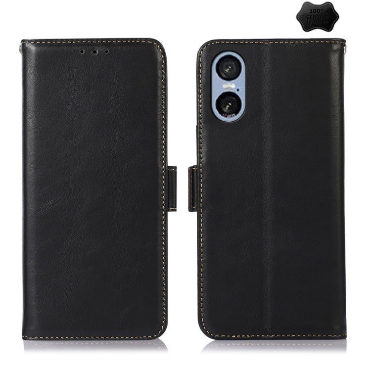 Magnetic Crazy Horse Texture Genuine Leather RFID Phone Case