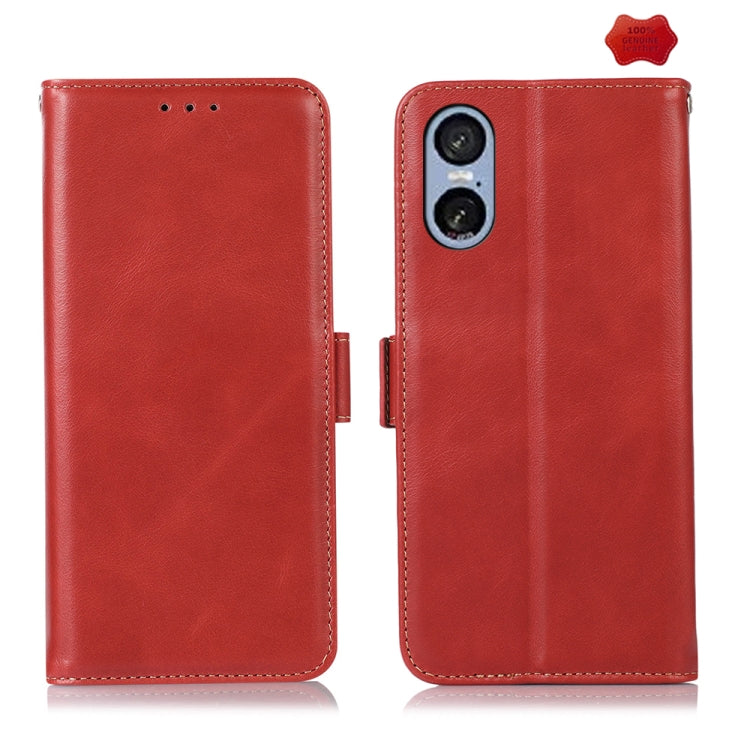 Magnetic Crazy Horse Texture Genuine Leather RFID Phone Case