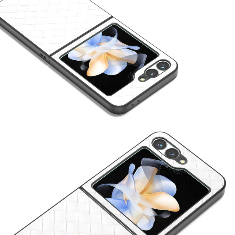 Black Frame Woven Texture PU Phone Case, For Samsung Galaxy Z Flip6 / Flip7 FE, For Samsung Galaxy Z Fold6