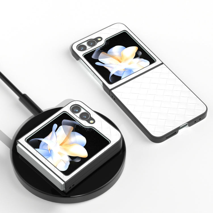 Black Frame Woven Texture PU Phone Case, For Samsung Galaxy Z Flip6 / Flip7 FE, For Samsung Galaxy Z Fold6