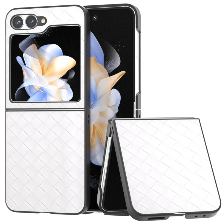 Black Frame Woven Texture PU Phone Case, For Samsung Galaxy Z Flip6 / Flip7 FE, For Samsung Galaxy Z Fold6