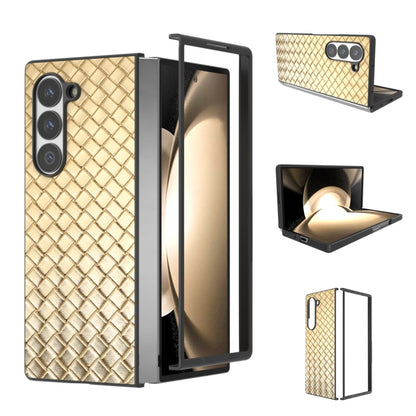 Black Frame Woven Texture PU Phone Case, For Samsung Galaxy Z Flip6 / Flip7 FE, For Samsung Galaxy Z Fold6