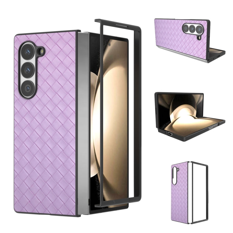 Black Frame Woven Texture PU Phone Case, For Samsung Galaxy Z Flip6 / Flip7 FE, For Samsung Galaxy Z Fold6