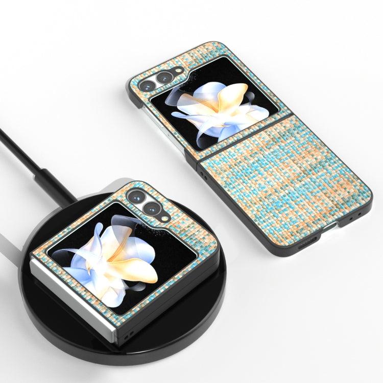 Black Frame Color Lattice Texture PU Phone Case, For Samsung Galaxy Z Flip6 / Flip7 FE, For Samsung Galaxy Z Fold6