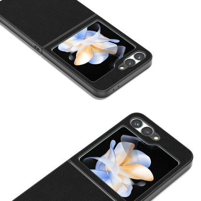 ABEEL Genuine Leather Wave Black Edge Phone Case, For Samsung Galaxy Z Flip6 / Flip7 FE, For Samsung Galaxy Z Fold6