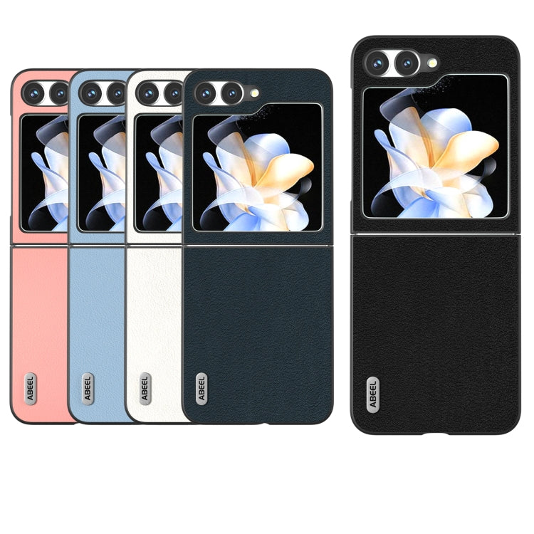 ABEEL Genuine Leather Wave Black Edge Phone Case, For Samsung Galaxy Z Flip6 / Flip7 FE, For Samsung Galaxy Z Fold6