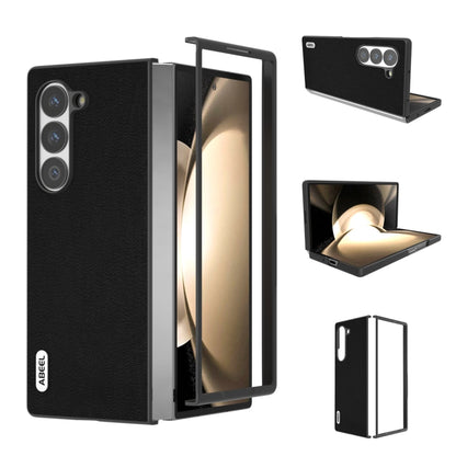 ABEEL Genuine Leather Wave Black Edge Phone Case, For Samsung Galaxy Z Flip6 / Flip7 FE, For Samsung Galaxy Z Fold6