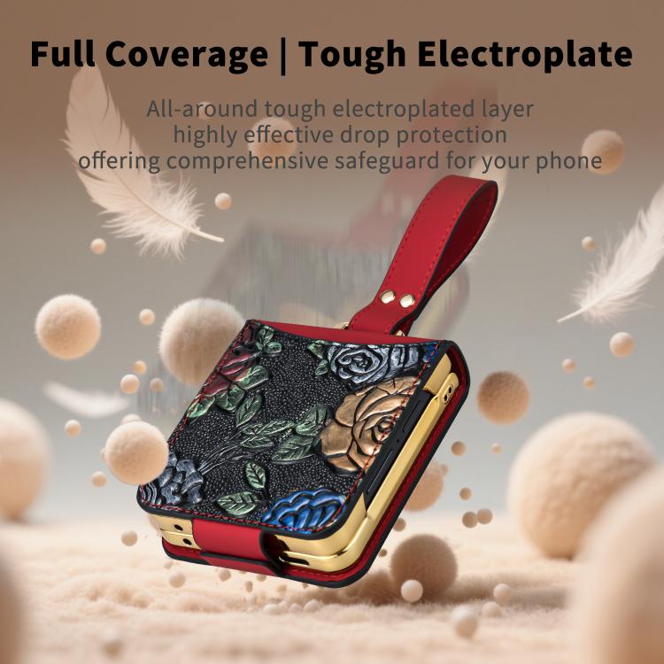 VIETAO Integrated Embossed Pattern Full Coverage Phone Case with Wrist Strap