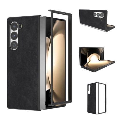 Black Frame PU Leather Full Coverage Phone Case, For Samsung Galaxy Z Fold6