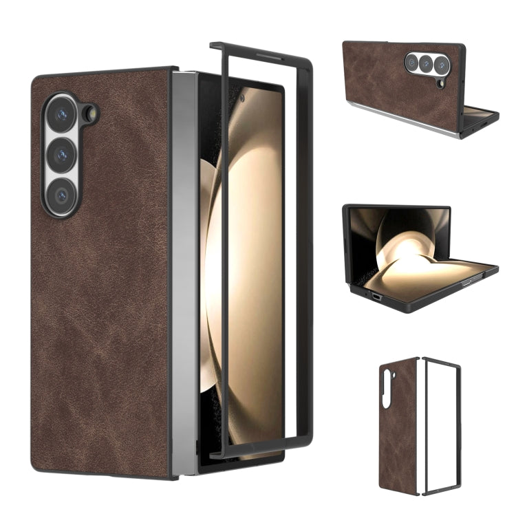 Black Frame PU Leather Full Coverage Phone Case, For Samsung Galaxy Z Fold6