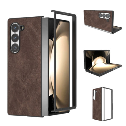 Black Frame PU Leather Full Coverage Phone Case, For Samsung Galaxy Z Fold6