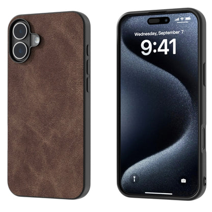 Black Frame PU Leather Full Coverage Phone Case, For iPhone 16 Pro Max, For iPhone 16 Pro, For iPhone 16 Plus, For iPhone 16