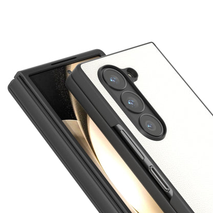 ABEEL Black Frame Genuine Leather Elegant Phone Case, For Samsung Galaxy Z Fold6