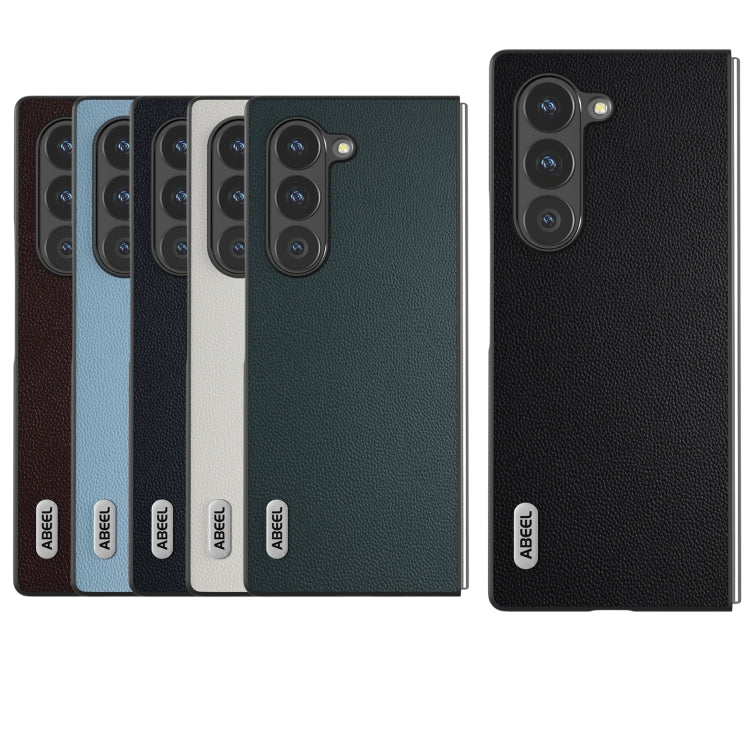 ABEEL Black Frame Genuine Leather Elegant Phone Case, For Samsung Galaxy Z Fold6