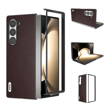 ABEEL Black Frame Genuine Leather Elegant Phone Case, For Samsung Galaxy Z Fold6