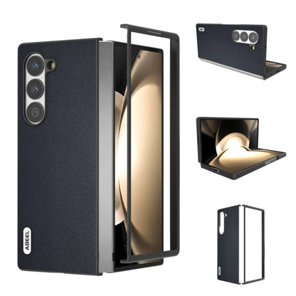 ABEEL Black Frame Genuine Leather Elegant Phone Case, For Samsung Galaxy Z Fold6