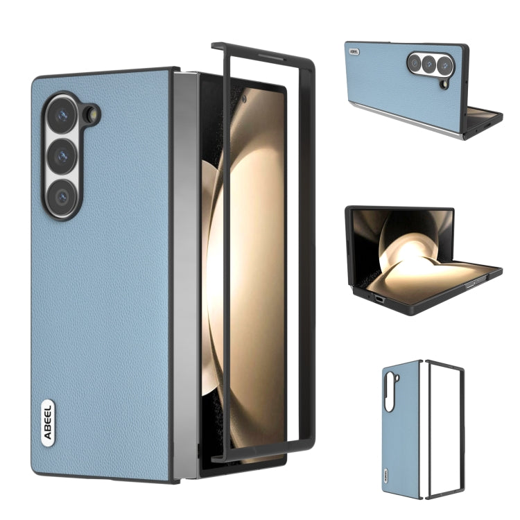 ABEEL Black Frame Genuine Leather Elegant Phone Case, For Samsung Galaxy Z Fold6