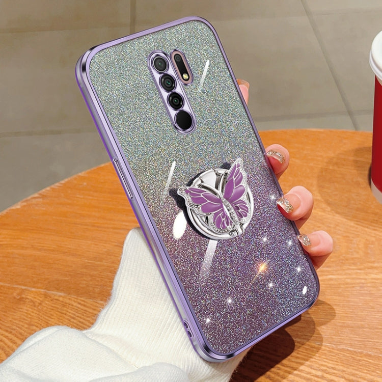 Plated Gradient Glitter Butterfly Holder TPU Phone Case, Series 1