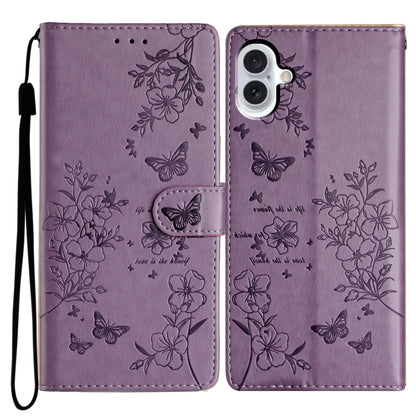 Butterflies and Flowers Leather Phone Case, For iPhone 17e / 16e, For iPhone 16 Pro Max, For iPhone 16 Pro, For iPhone 16 Plus