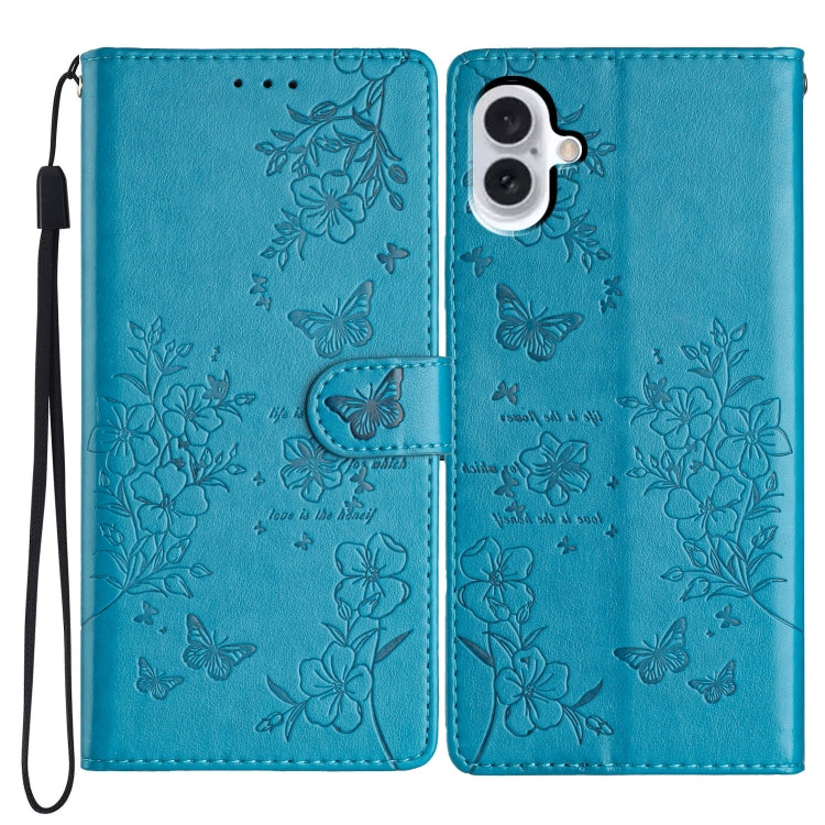 Butterflies and Flowers Leather Phone Case, For iPhone 17e / 16e, For iPhone 16 Pro Max, For iPhone 16 Pro, For iPhone 16 Plus