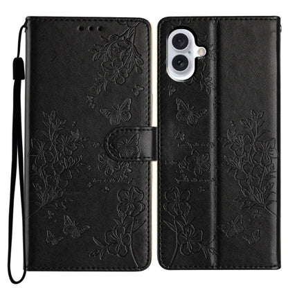 Butterflies and Flowers Leather Phone Case, For iPhone 16, For iPhone 15 Pro Max, For iPhone 15 Pro, For iPhone 15 Plus