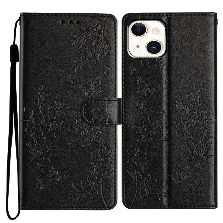 Butterflies and Flowers Leather Phone Case, For iPhone 16, For iPhone 15 Pro Max, For iPhone 15 Pro, For iPhone 15 Plus