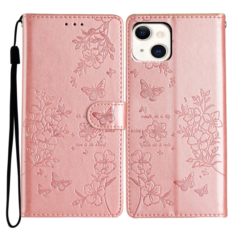 Butterflies and Flowers Leather Phone Case, For iPhone 16, For iPhone 15 Pro Max, For iPhone 15 Pro, For iPhone 15 Plus
