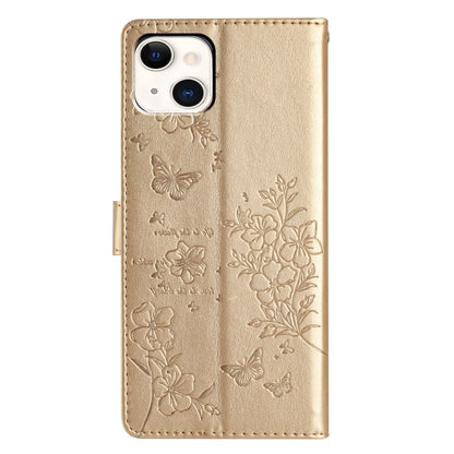 Butterflies and Flowers Leather Phone Case, For iPhone 15, For iPhone 14 Plus, For iPhone 14, For iPhone 14 Pro