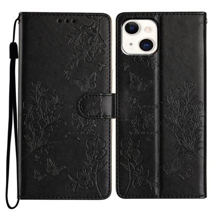 Butterflies and Flowers Leather Phone Case, For iPhone 15, For iPhone 14 Plus, For iPhone 14, For iPhone 14 Pro