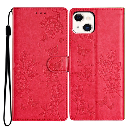 Butterflies and Flowers Leather Phone Case, For iPhone 15, For iPhone 14 Plus, For iPhone 14, For iPhone 14 Pro