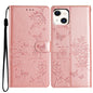 Butterflies and Flowers Leather Phone Case, For iPhone 15, For iPhone 14 Plus, For iPhone 14, For iPhone 14 Pro