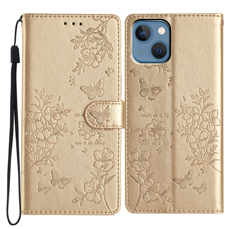 Butterflies and Flowers Leather Phone Case, For iPhone 15, For iPhone 14 Plus, For iPhone 14, For iPhone 14 Pro