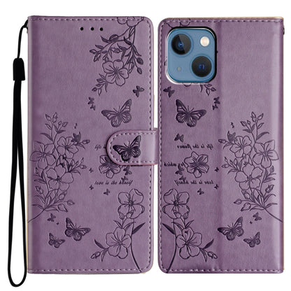 Butterflies and Flowers Leather Phone Case, For iPhone 15, For iPhone 14 Plus, For iPhone 14, For iPhone 14 Pro
