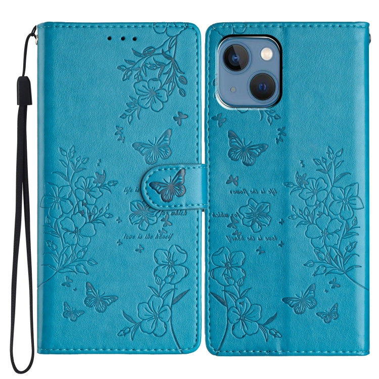 Butterflies and Flowers Leather Phone Case, For iPhone 15, For iPhone 14 Plus, For iPhone 14, For iPhone 14 Pro