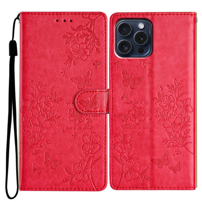 Butterflies and Flowers Leather Phone Case, For iPhone 15, For iPhone 14 Plus, For iPhone 14, For iPhone 14 Pro