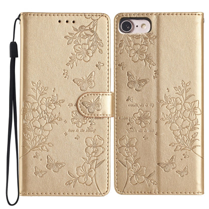 Butterflies and Flowers Leather Phone Case, For iPhone 14 Pro Max, For iPhone SE 2022 / SE 2020, For iPhone 13 Pro Max, For iPhone 13 Pro