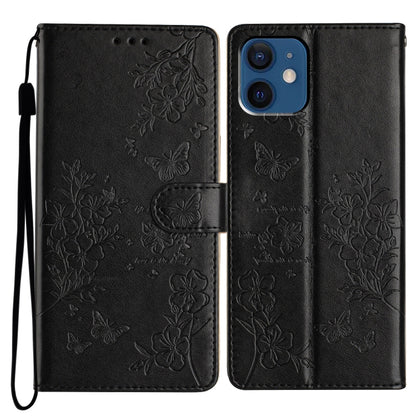 Butterflies and Flowers Leather Phone Case, For iPhone 13, For iPhone 13 mini, For iPhone 12 / 12 Pro, For iPhone 12 Pro Max