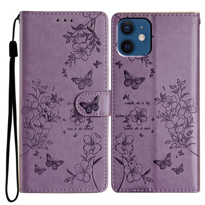 Butterflies and Flowers Leather Phone Case, For iPhone 13, For iPhone 13 mini, For iPhone 12 / 12 Pro, For iPhone 12 Pro Max