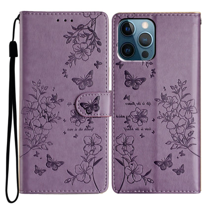 Butterflies and Flowers Leather Phone Case, For iPhone 13, For iPhone 13 mini, For iPhone 12 / 12 Pro, For iPhone 12 Pro Max